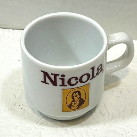 VTG Porcelain Nicola Coffee Gilded Portrait Logo Espresso Cup Portugal 2.2"Tall - Picture 3 of 16